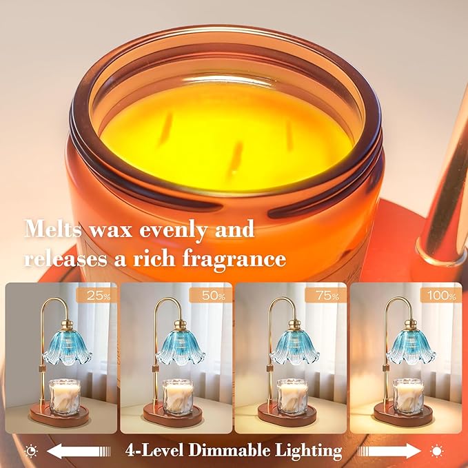Candle Warmer Lamp with Timer: Birthday Gifts for Women, House Warming Gifts New Home Decor – Height Adjustable Candle Lamp for Mom, Anniversary - Walnut Solid Wood Base, with 2 Bulbs