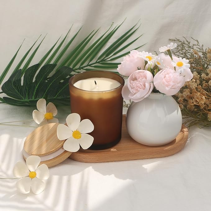 MILIVIXAY 12 Pack 7 OZ Frosted Amber Thick Glass Candle Jars with Lids - Bulk Empty Candle Jar for Making Candles - Spice, Powder Containers.