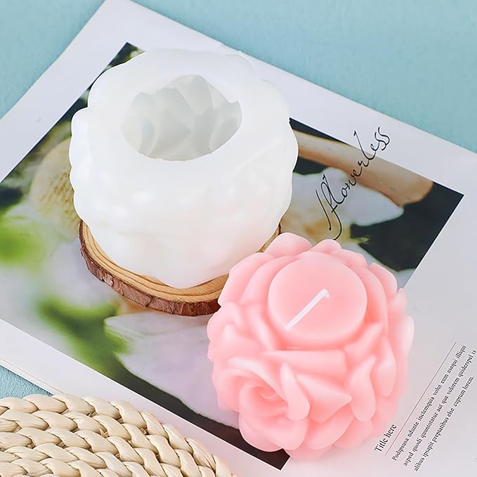 Rose Bouquet Silicone Molds, 3D Rose Resin Candle Molds, Silicone Molds for DIY Handmade Soaps, Clay Craft, Epoxy Resin Crafts, Birthday Gifts, Valentine's Day Gifts & Home Decorations(E)