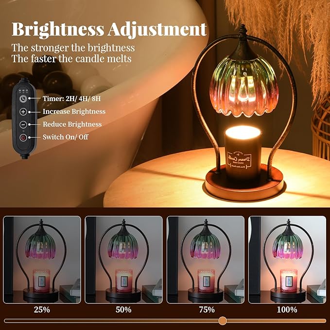 GOODBUY Electric Candle Warmer Lamp with Timer：Scented Candle Warmer Dimmable Lamp with 2 Bulbs, Christmas Gifts for Mom Women, House Warming Gifts New Home Decor for Bedroom Living Room