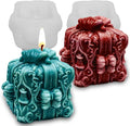 Wehous 2PCS Gift Box Candle Molds, Delicate Christmas Bell Embossed Silicone Molds for Candle Soap Wax Epoxy Resin, Holiday Fondant Chocolate Cake Dessert Mold, Christmas Ornament Art Craft Mold