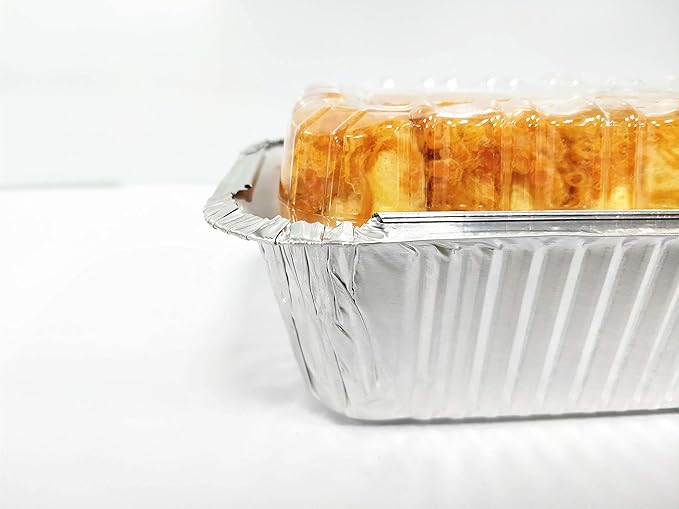 Disposable Loaf Pan with Lid for Baking - 1.5 Lb Disposable Bread Pans - Meatloaf Pans – 50 Aluminum Foil Pans and 50 Clear Lids - Perfect for Baking Cakes, Bread, Meatloaf…