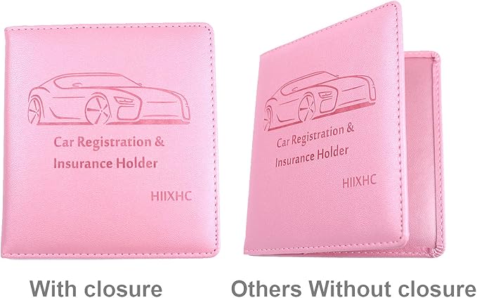 Car Registration and Insurance Holder, 5.5 x 5 Inch PU Leather Vehicle Glove Box Organizer Wallet Case Organizer for Insurance Card, Driver License, Essential Document, Paperwork