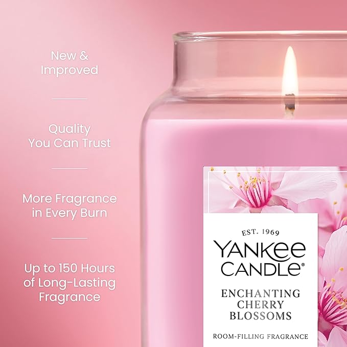 Yankee Candle Enchanted Cherry Blossoms Scented Candle, 22oz Large Jar with up to 150 Hour Burn Time, Giftable