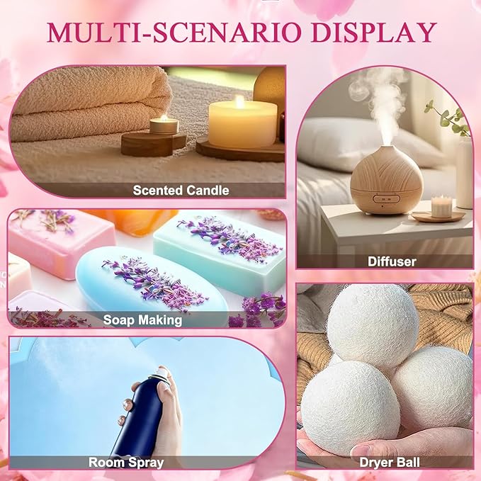 Essential Oil Set, Pure Essential Oils for Diffusers Home, Skin Care, Massage, Aromatherapy, Humidifiers, Fragrance Oil Scents Including Jasmine, Lavender, Rose, Gardenia, Cherry Blossom, Honeysuckle