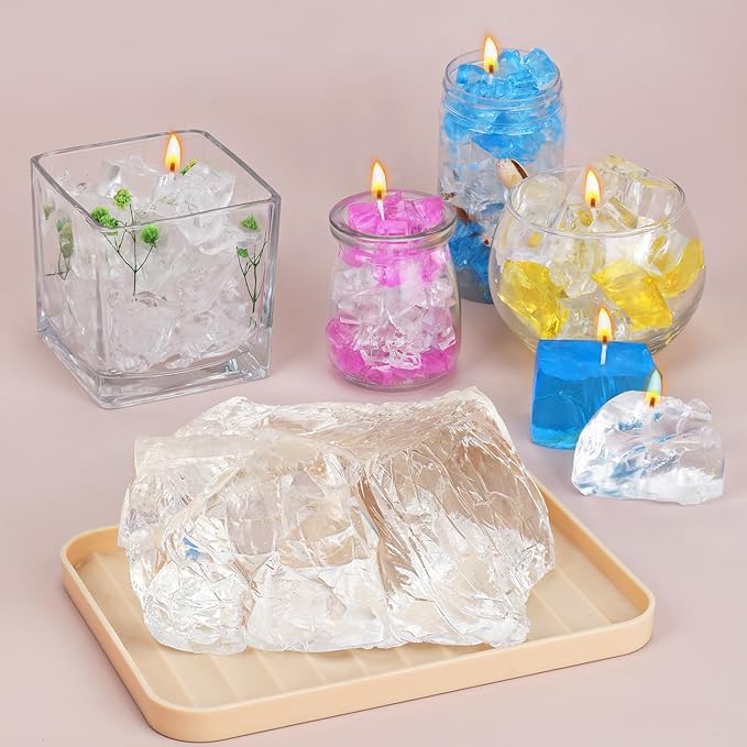 Blingfun Clear Wax for Candle Making-DIY Aromatherapy Candle Making Gel raw Materials, can add Dried Flowers/Fragrance, smokeless Safe Candle Materials, Birthday Christmas Gift Decoration (Blue)