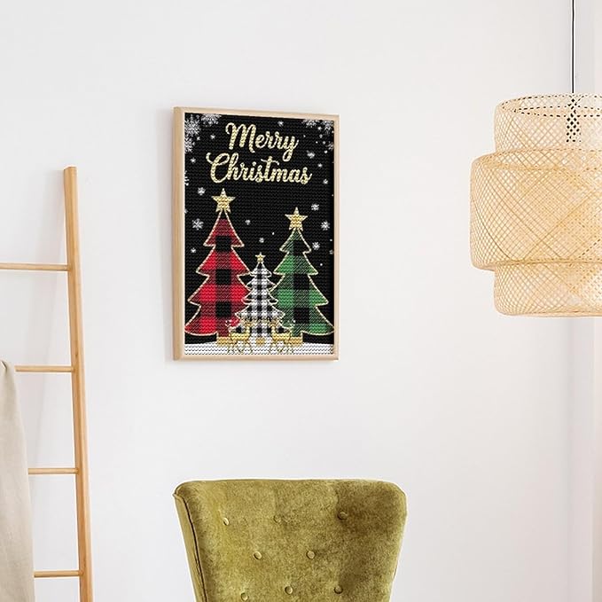 AIVKIEJK Diamond Painting Kits for Adults - Merry Christmas Tree Holiday Painting DIY 5D Full Drill Diamond Dots Paintings with Diamonds Gem Art and Crafts Home Decor 8"x12"