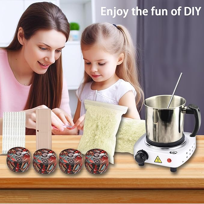 Candle Making Kit for Adults, 44 Oz Wax Melt Warmer, Stainless Steels Candle Wax Melting Pot, Family DIY Candle Making Kit & 110v/500w 5-Speed Temperature Adjustment, Fast Heating (1)
