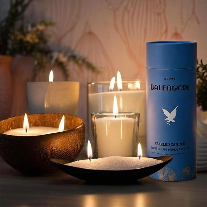 Soft Sandalwood Jasmine Fragrance Pearled Candles with 30 Wicks - MANNYCOM 18oz(1.1lb) Sand Wax up to 110 Hours Burning time Smokeless Luxury Long Lasting Candle Making Kit