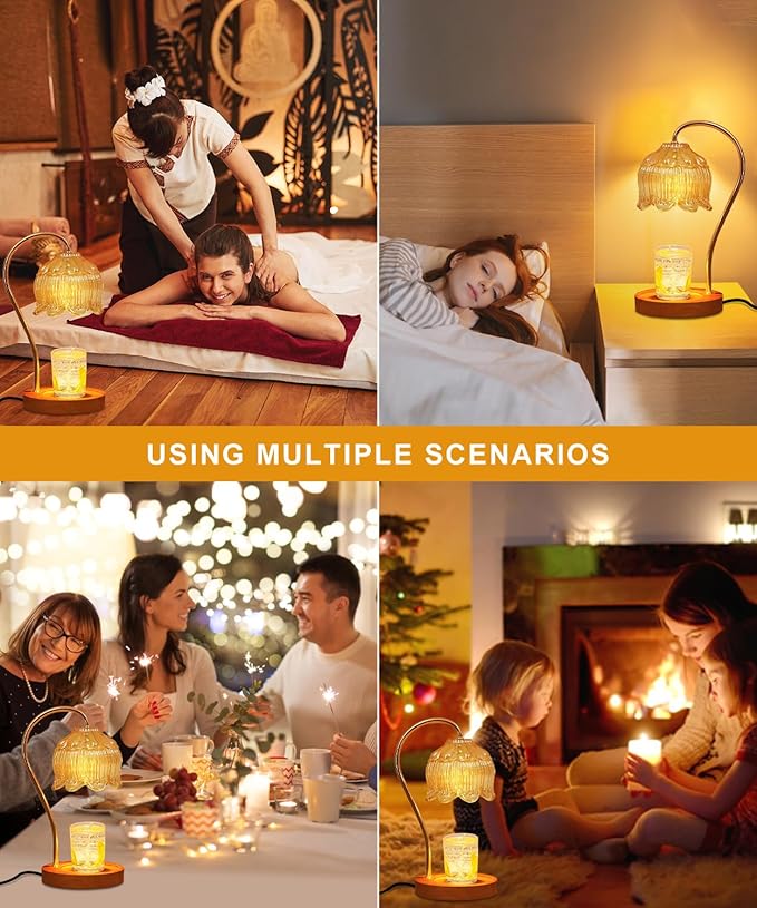 Candle Warmer Lamp Dimmable with Timer- Mothers's Day Gifts for Mom, Fragrance Flower Candle Lamp with 2 *50W Bulbs, Wax Melter Warmer Lamps for Jar Candle, Christmas Halloween House Warming Gifts