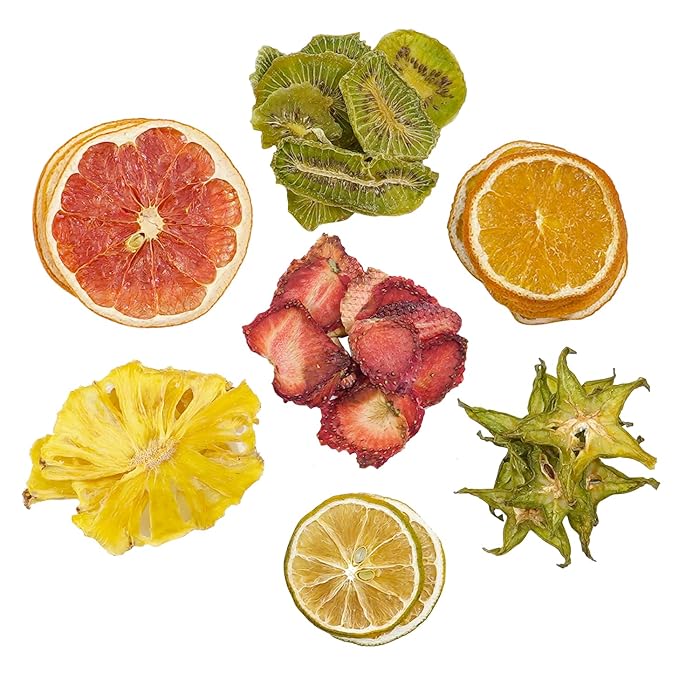 Natural Dried Fruit Kit for DIY Crafts - 7 Packs, Perfect for Soap Making, Candle Making, Resin Jewelry, Bath Bombs, and Nail Art - Includes Grapefruit Strawberry Kiwi Orange Pineapple Lime Starfruit