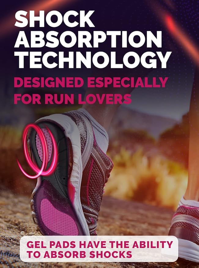 CRUVHEAL Running Insoles Men Women - Athletic Shock Absorbing Gel Insoles - Runner’s Knee - Reduce Muscle Soreness - Plantar Fasciitis - for Sport Shoes (M)