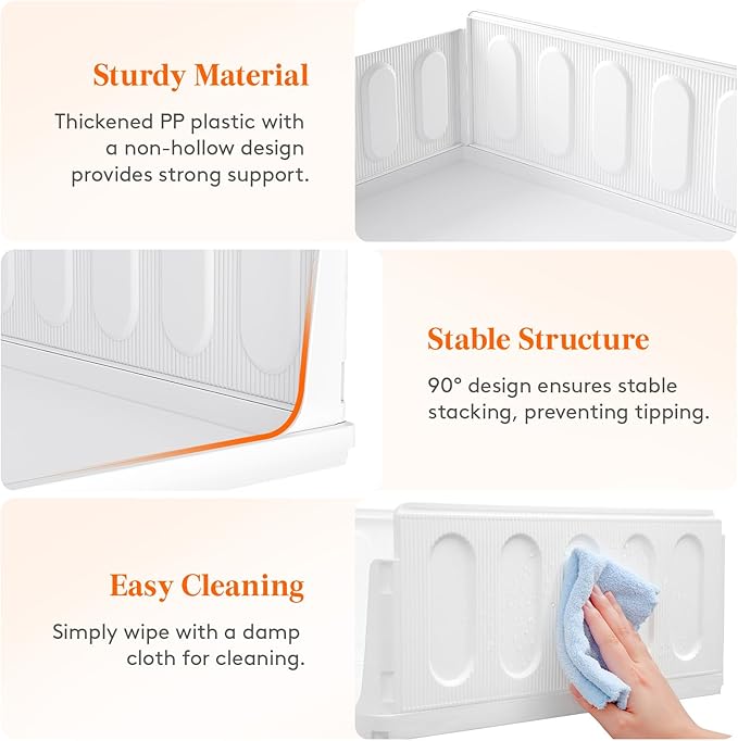 Lifewit 6 Pack Stackable Closet Organizers and Storage Basket for Clothes, Plastic Sweater Storage Bins for Wardrobe, Multifunctional Pants Organizer for RV, Pantry, Bathroom, Kitchen, Dorm, 24L