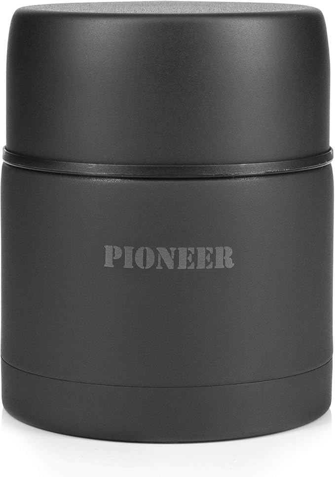 Pioneer Vacuum Insulated Leakproof Soup/Food Flask, 8 Hours Hot 24 Hours Cold, Black, 500 ml