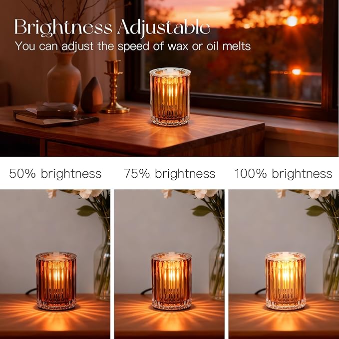 Candeldo Wax Melt Warmer with Timer: Wax Melter for Scented Candle Electric Glass Candle Burner with 2 Light Bulbs Housewarming New Home Decor for Women