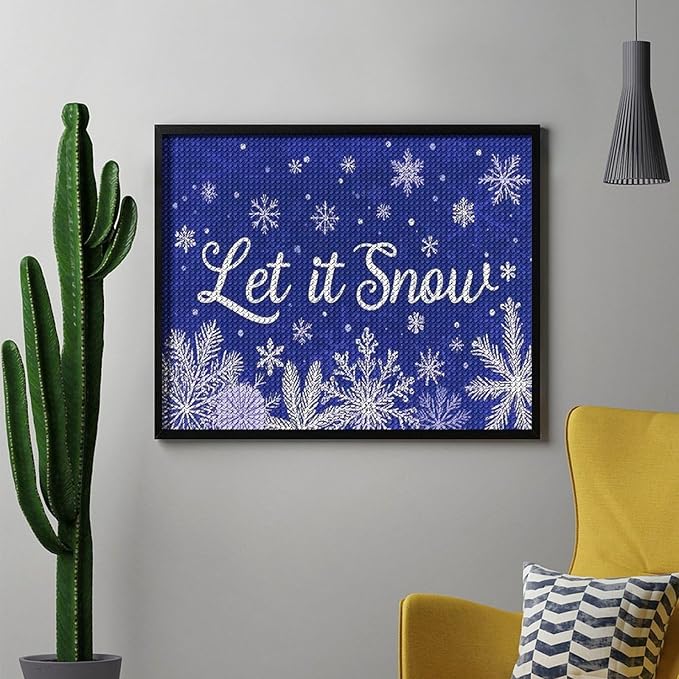 AIVKIEJK Diamond Painting Kits for Adults - Festive Snowflake Christmas Let It Snow Painting DIY 5D Full Drill Diamond Dots Paintings with Diamonds Gem Art and Crafts Home Decor 16"x20"