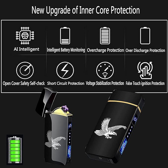 T3 Black Dragon Arc Lighter - Smart, USB Rechargeable, Windproof, Flameless, Lightweight Plasma Lighter for Fire, BBQs, Fireworks, Candle, Camping - Indoors & Outdoors