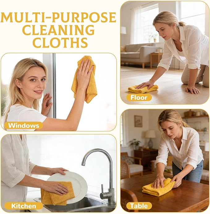 6 Pcs Extra Large Microfiber Cleaning Cloth Reusable Microfiber Towels Thick Washable Cleaning Towel for Home Office Windows Floors and Cars, 30 x 20 Inch (Orange)