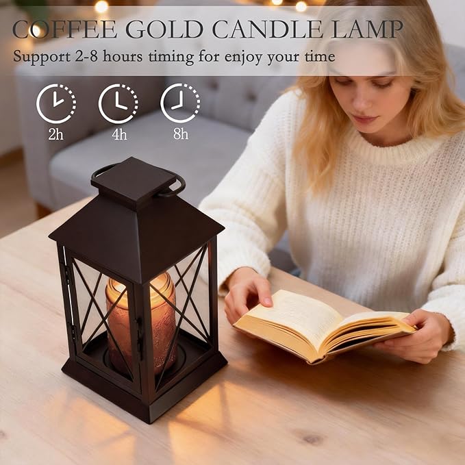Candle Warmer Lamp with Timer Dimmable,Electric Candle Lamp Warmer for Jar Candles,Large Candle Warming Lamp,Fully Enclosed Designed and Hanging Up-Coffee Gold