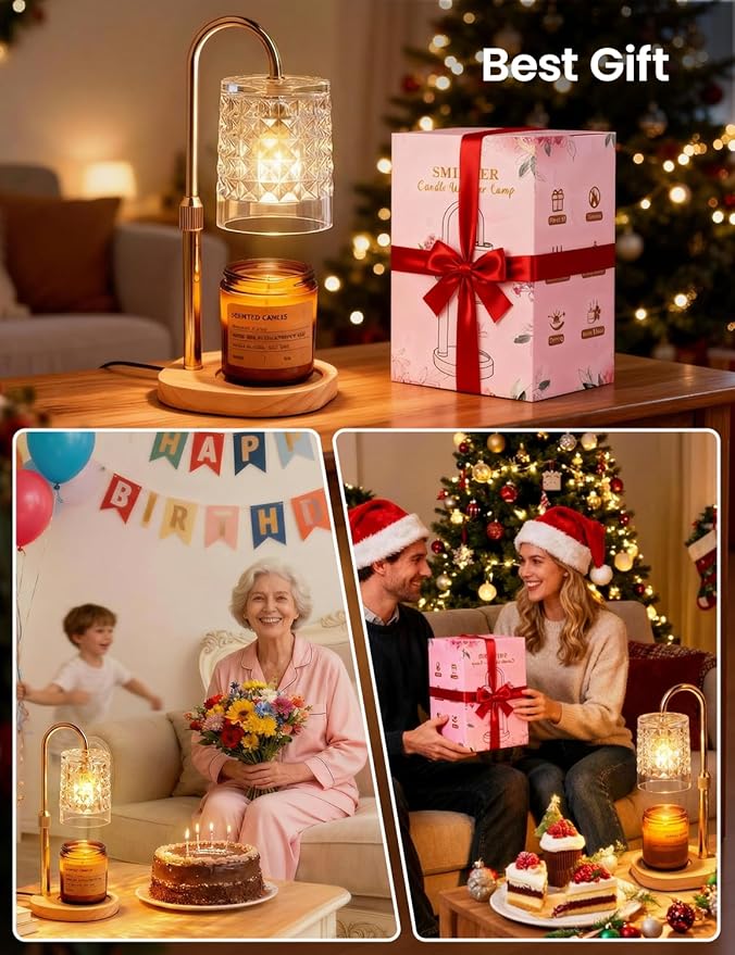 Candle Warmer Lamp with Timer Dimmable Candle Warmer Birthday Gifts for Women Mom Sister, House Warming Gifts New Home Room Decor, Height Adjustable Wax Melts Warmer for Jar Candles