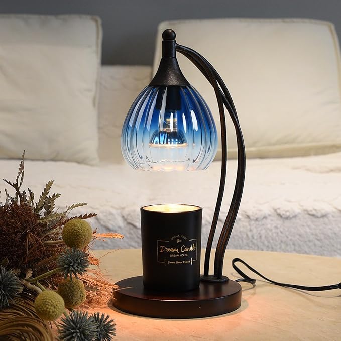 Candle Warmer Lamp with Timer Dimmer - Electric Candle Warmer Light Wax Warmer for Jar Candles - Candle Lamp Warmer Unique Gifts for Women Mom House Warming Gifts New Home Decor Sapphire Gradient