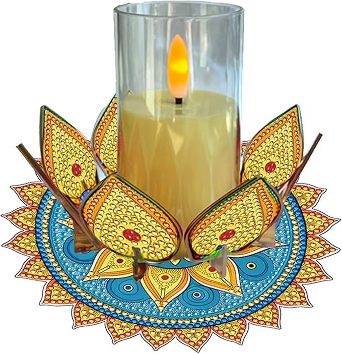5D DIY Diamond Art Painting PVC Flower Candle Holders Tealight/Tea Light/Votive Candle Holder, for Table Centerpiece Home Décor Party Wedding Dinning-Flower-9