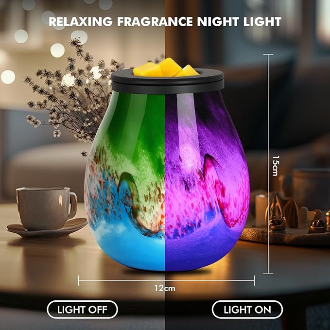 Wax Melts Warmer Candle Warmer - Art Glass Wax Warmer for Scented Wax, Electric Wax Warmer with Removable Silicone Dish Fragrance Wax Melter Wax Burner for Home and Office Decor & Gifts for Women