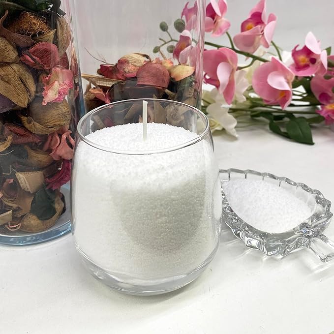 VITARIE Refillable Pearled Candle Sand 18oz, Unscented, 30 Cotton Wicks, 1.1lb Long Burning, Candle Making Kit, Mauve