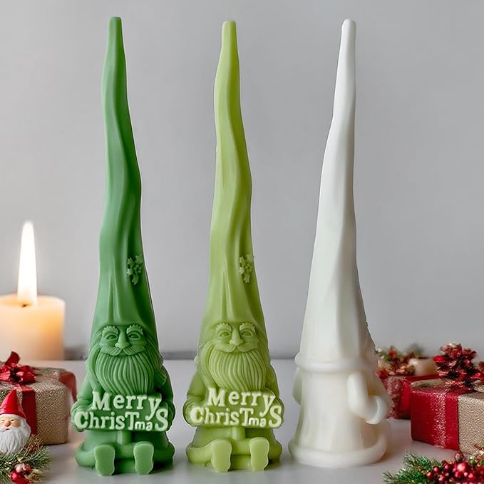 Gnome Santa Candle Silicone Molds Resin Casting Mould for DIY Christmas Candle Making Polymer Clay Craft Plaster Home Decoration