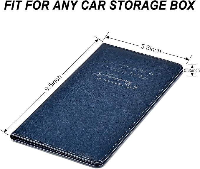 HerriaT Car Registration and Insurance Card Holder - Leather Vehicle Glove Box Automobile Documents Paperwork Wallet Case Organizer for ID, Driver's License, Key Contact Information Cards - Men&Women