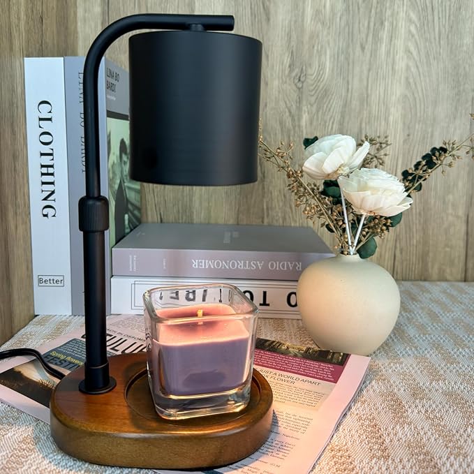 Candle Warmer Lamp Timer - Birthday Gifts for Women Mom, House Warming Gifts New Home Decor, Modern Farmhouse Decor, Candle Warmer for All Jar Candles with 2 Bulb Black