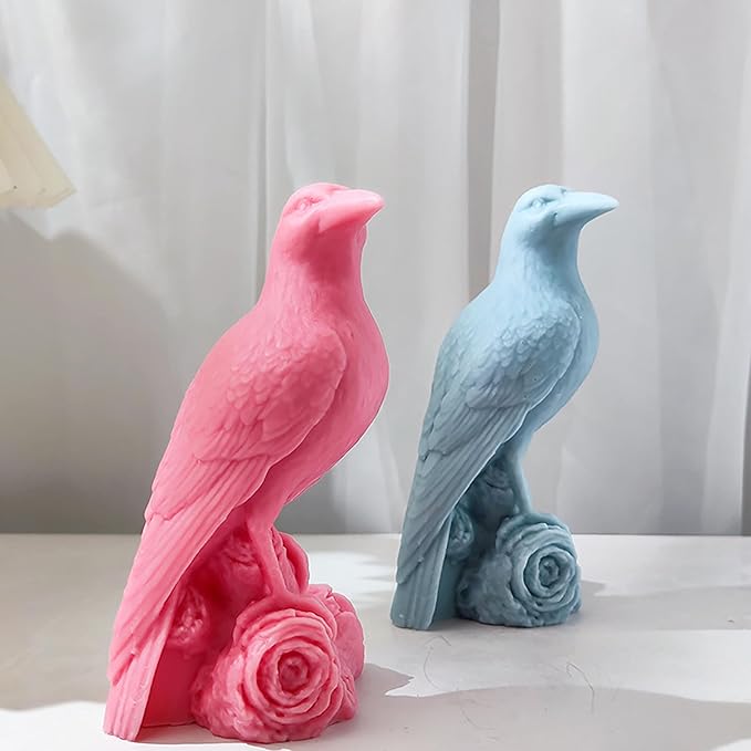 Crow Raven Cylinder Candle & Resin Mold - Resin Casting Silicone Molds for Home Decor & Candle Making Wave Spiral Mold