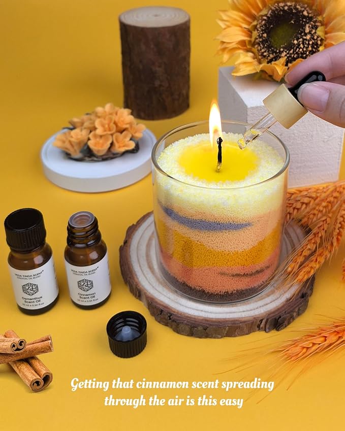 Golden Wheatfield DIY Pearled Candle Sand Set - 11 Oz Sand Wax Beads (6 Colors), 2x10ml Scented Essential Oils, 4 Reusable Wicks, Glass Cup & Spoon, Home Decor & Handmade Gift & Craft Enthusiasts