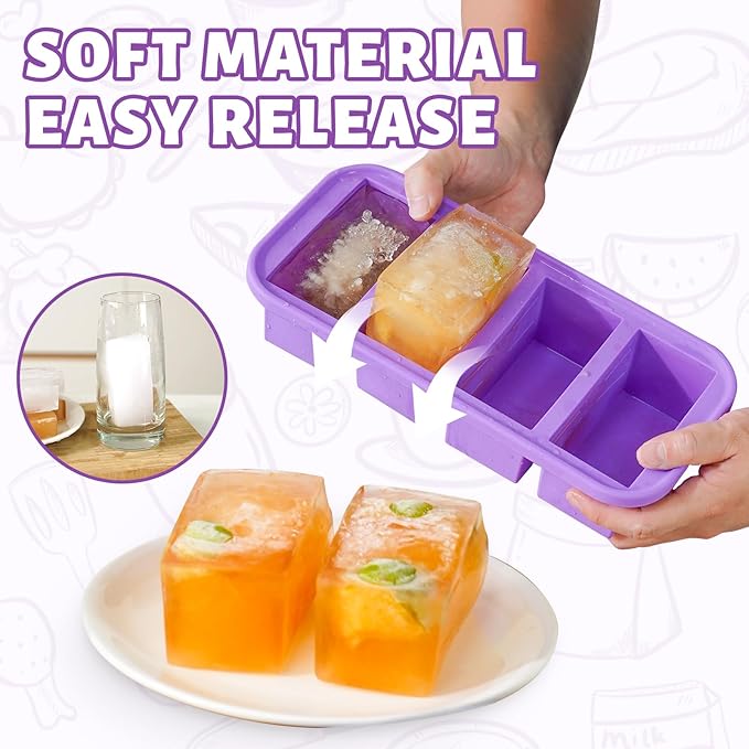 SHIKORI Silicone Freezer Molds With Lids, Easy Meal Prep Container and Kitchen Storage Solution, Silicone Molds for Food, Soup, Smoothie Storage and More (Purple-4 Cup)