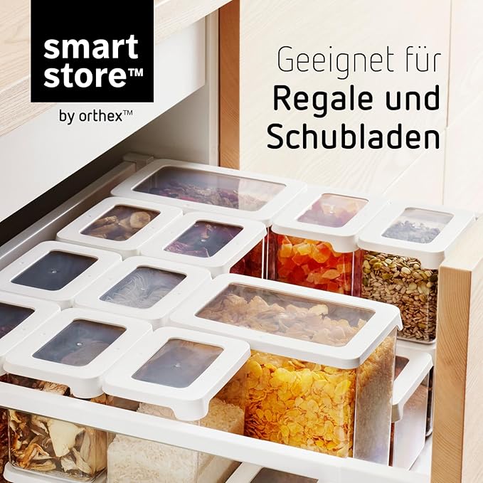 SmartStore Clear Airtight Dry Food Containers with Lids 3.5L Set of 4-20% Bio-based Plastic Storage Box with Lid, BPA Free, Dishwasher Safe - Stacking Kitchen Storage Containers - 12.5 x 18 x 20cm