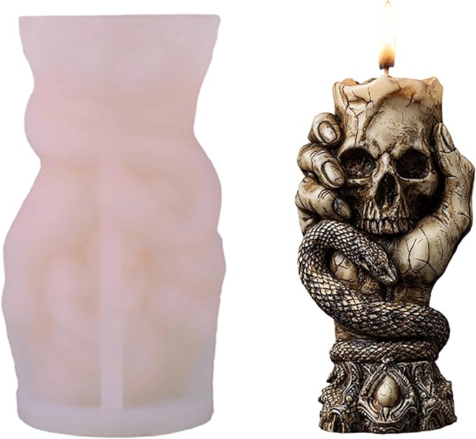 Skull Snake Silicone 3D Flower & Rose Mold - Peony & Candle Making Molds for Resin, Clay & Soap Craft Supplies