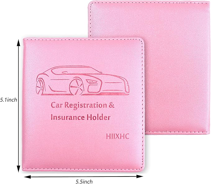 Car Registration and Insurance Holder, 5.5 x 5 Inch PU Leather Vehicle Glove Box Organizer Wallet Case Organizer for Insurance Card, Driver License, Essential Document, Paperwork