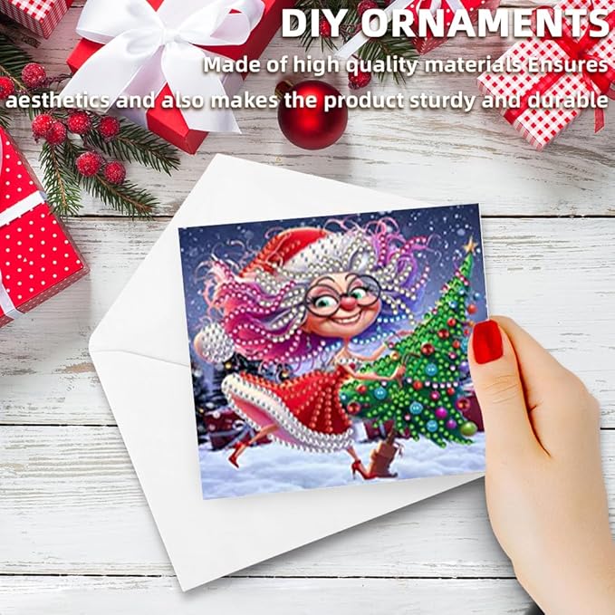 Christmas Greeting Cards Diamond Painting Kit 10PCS DIY Holiday Rhinestone Art Handmade Cards Set for Home Wall Decor and Office Display