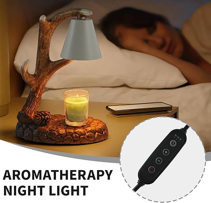 Deer Antler Wax Warmer Lamp - 10.25in Resin Flameless Candle Melter, Black Brown, Safe Home Decor with 4.5in Height for Scented Wax Bullet Points