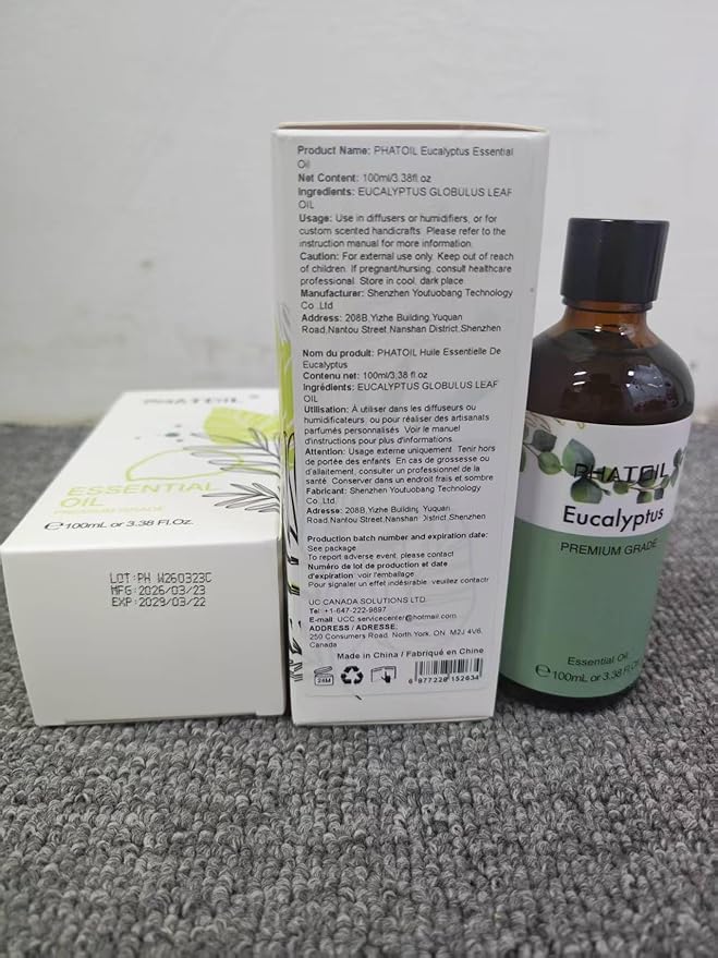 PHATOIL Pure Eucalyptus Essential Oil, 100% Pure Therapeutic Grade Premium Oil for Hair Care, Skin, Aromatherapy 3.38Fl Oz