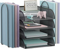 4 Tier Stackable Paper Tray Organizer for Desk, Office Desk Accessories, Paper Sorter Organizer for Letter/A4 Office File Folder Holder (Black, 16.1" x 13.2" x 10.12")