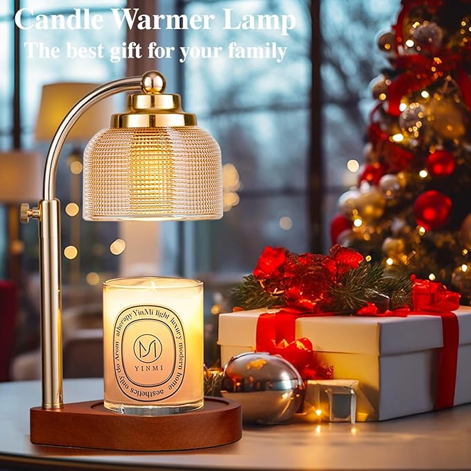 Candle Warmer Lamp with Timer Dimmer, Adjustable Height Wax Melt Warmer for Jar Candles, Vintage Home Decor & Aesthetic Bedroom Decor, Birthday Gifts for Women Mom Sister with 2 Replacement Bulbs