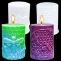 Honeycomb Bee Candle Silicone Molds 2PCS with Flowers Design, White Resin Cylindrical Mould Set, Soap Wax Beeswax Epoxy Casting Clay Mold-Kit, 2 Pack