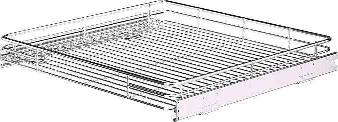 JOWBOOW Pull Out Cabinet Organizer (24" W x 21" D), Slide Out Shelves for Kitchen Cabinets, Pull Out Drawers Heavy-Duty Metal sliding Shelf, Chrome Finish