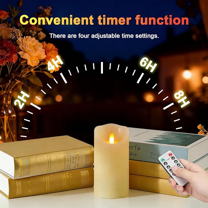 Autbye Rechargeable Flameless Candle, Realistic 3D Flickering Warm Flame, LED Candle with Remote Control & Timer for Holiday, Wedding, Patio and Home Decoration(Set of 1)