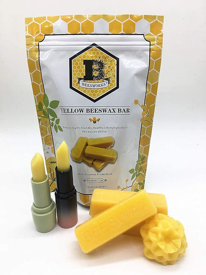 BEESWORKS Yellow Beeswax Bars (12 oz) | 100% Pure, Cosmetic Grade, Triple-Filtered Beeswax for DIY Skin Care, Lip Balm, Lotion and Candle Making (1 oz Bars - 2 Packages of 6)
