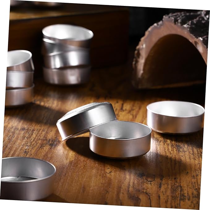 Milisten Aluminum Tea Light Tins 1.49 Inch Empty Candle Holders for DIY Scented Candle Making Storage Party Favors Crafts and Home Decoration