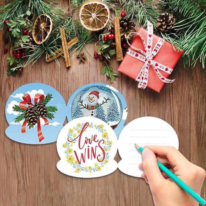 10PCS Special Shape Diamond Drawing Cards Xmas Crystal Ball Set DIY Diamond Painting 5.91x5.91inch