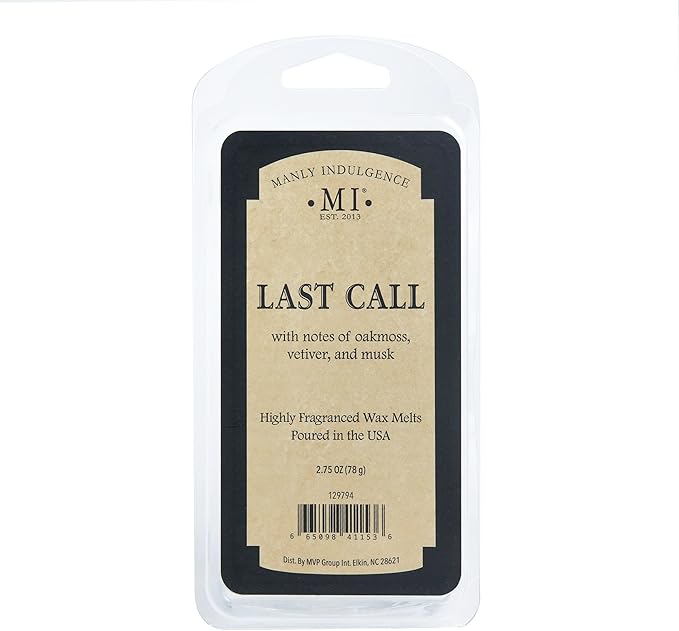 Manly Indulgence Last Call Scented Wax Melts, Wax Melt Warmer Cubes, Long Lasting Scented Wax Warmer Cubes, 4 Pack, 6 Cubes Each - Made in The USA