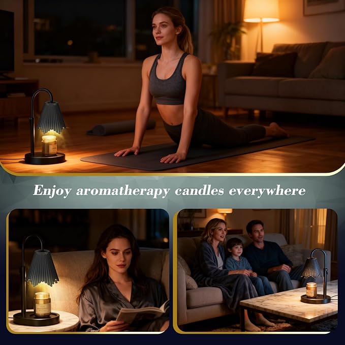 Candle Warmer Lamp with Timer & Dimmable 4-Level Brightness - Adjustable Height,for New Home Bedroom, Gifts for Women (Black2)